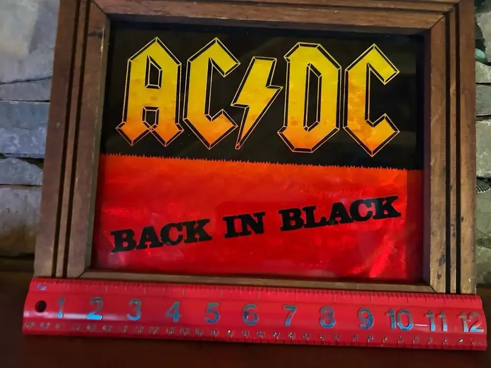 Vintage AC DC rock band music wall decor wooden framed art work READ